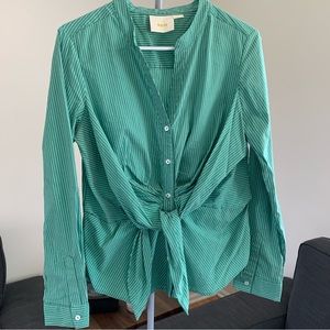 Maeve Pinstriped Fitted Shirt by Anthropologie